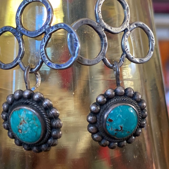 Sterling Turquoise Dangle Earrings - Picture 5 of 6